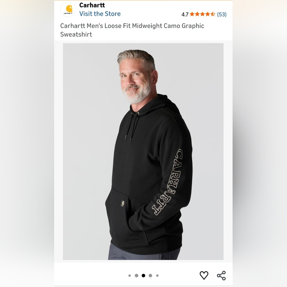 New! Mens Carhartt Loose Fit Camo Hoodie.